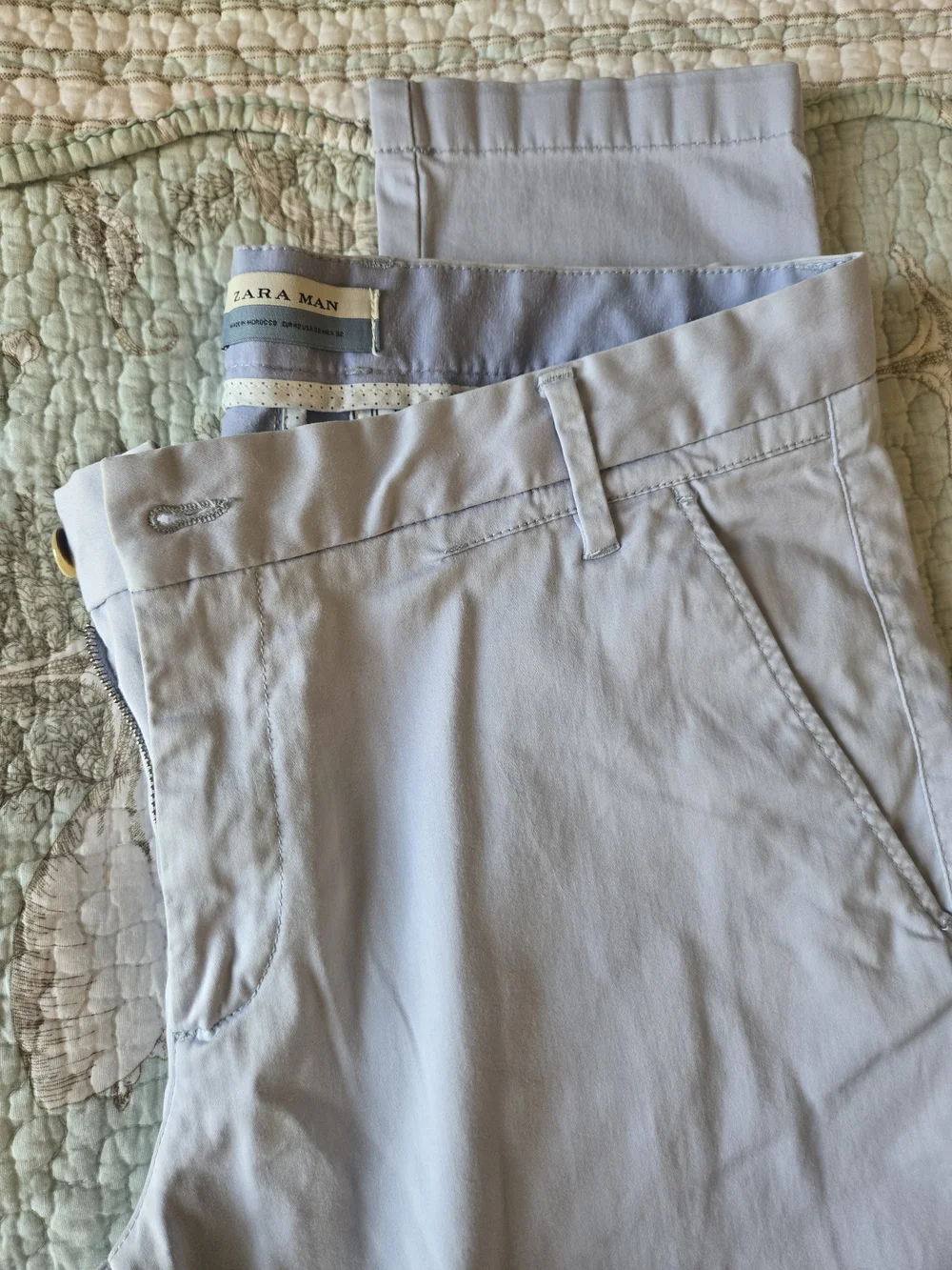Zara Light Gray Slim Chino Pants 32 X 32 - Picture 3 of 4
